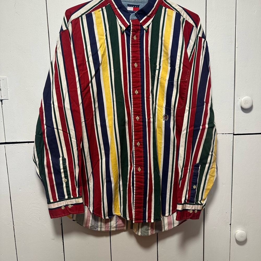 Vintage Striped Men’s Tommy Hilfiger Button Down Shirt